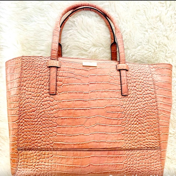 kate spade Handbags - Pink Kate Spade snakeskin Elissa Tote like new RARE